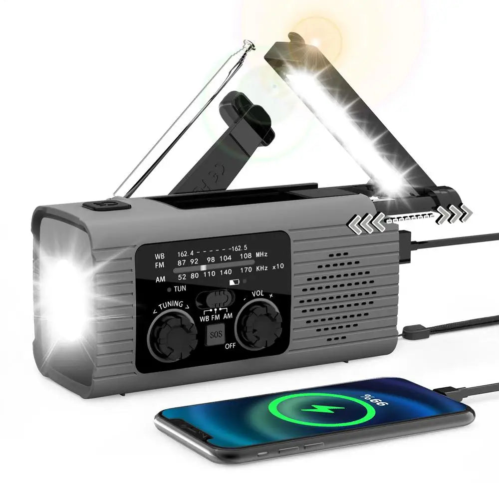 Solar Hand Crank Radio AM/FM/NOAA Hand Crank Radio Battery Powered SOS Alarm Radio 3 Way Charging Survival Radio Power Banks