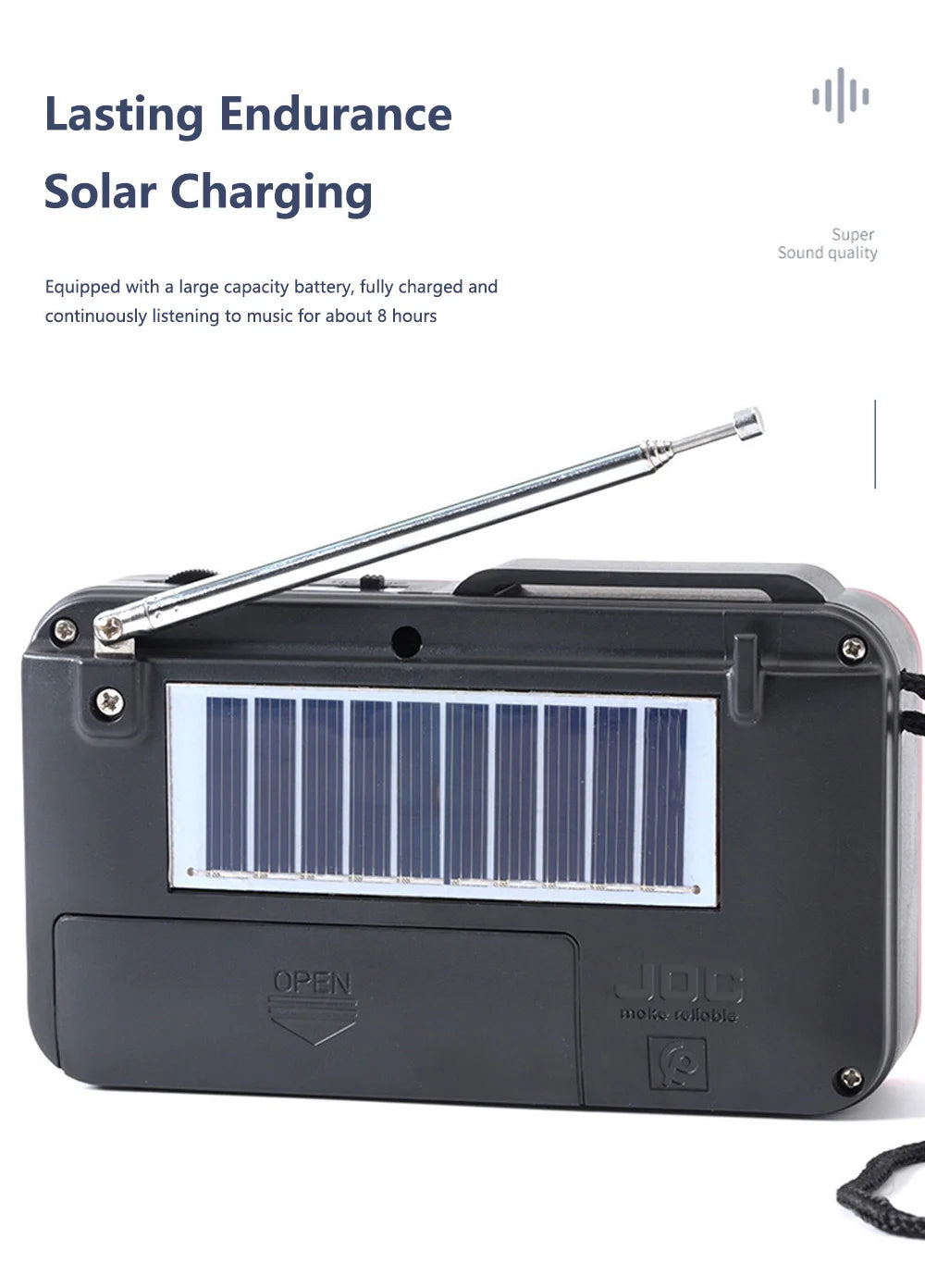 Solar Charging Portable FM Receiver Radio With Bluetooth Wireless Speaker Support USB TF Card MP3 Music Play Radio FM Receiver