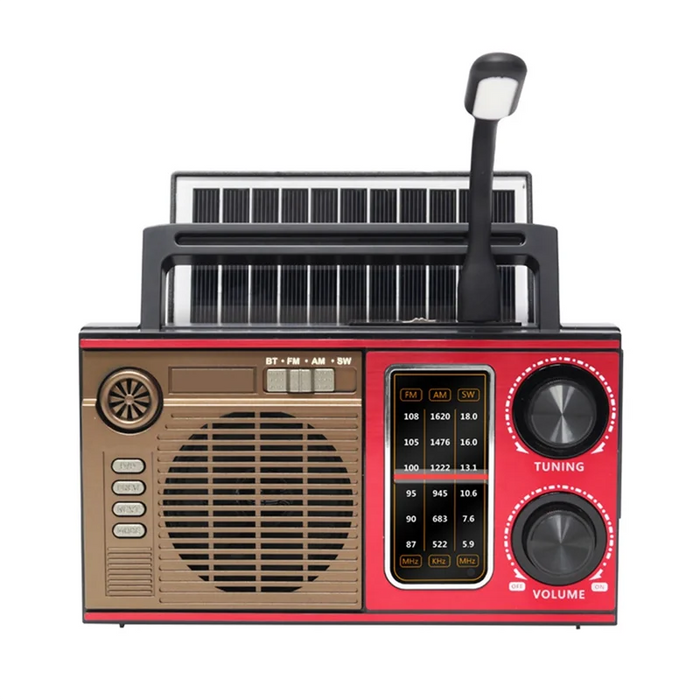 ABAC-Outdoor Emergency FM AM SW Radio Full Band Solar Radio High Sensitivity Receiver With LED BT Speaker