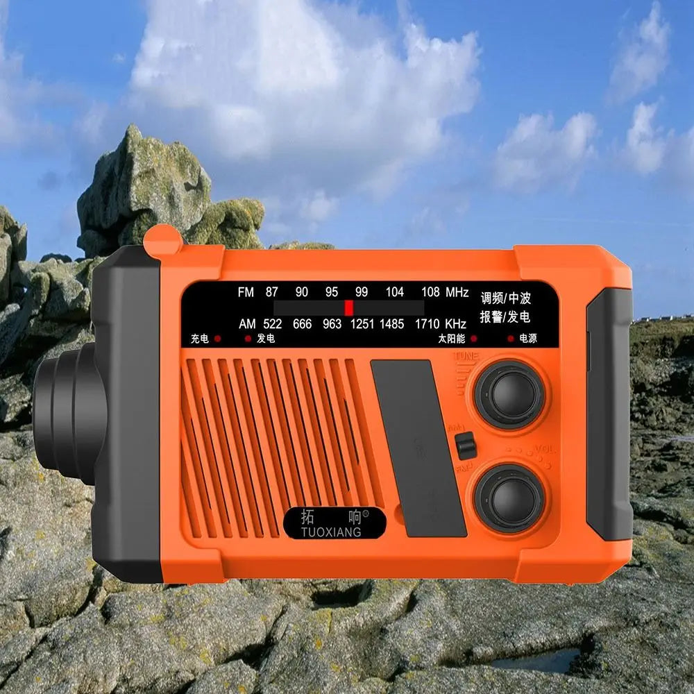 With Flashlight Solar Power Emergency Radio SOS Alarm Reading Light Hand Crank Radio Multifunctional USB Charging AM/FM Radio