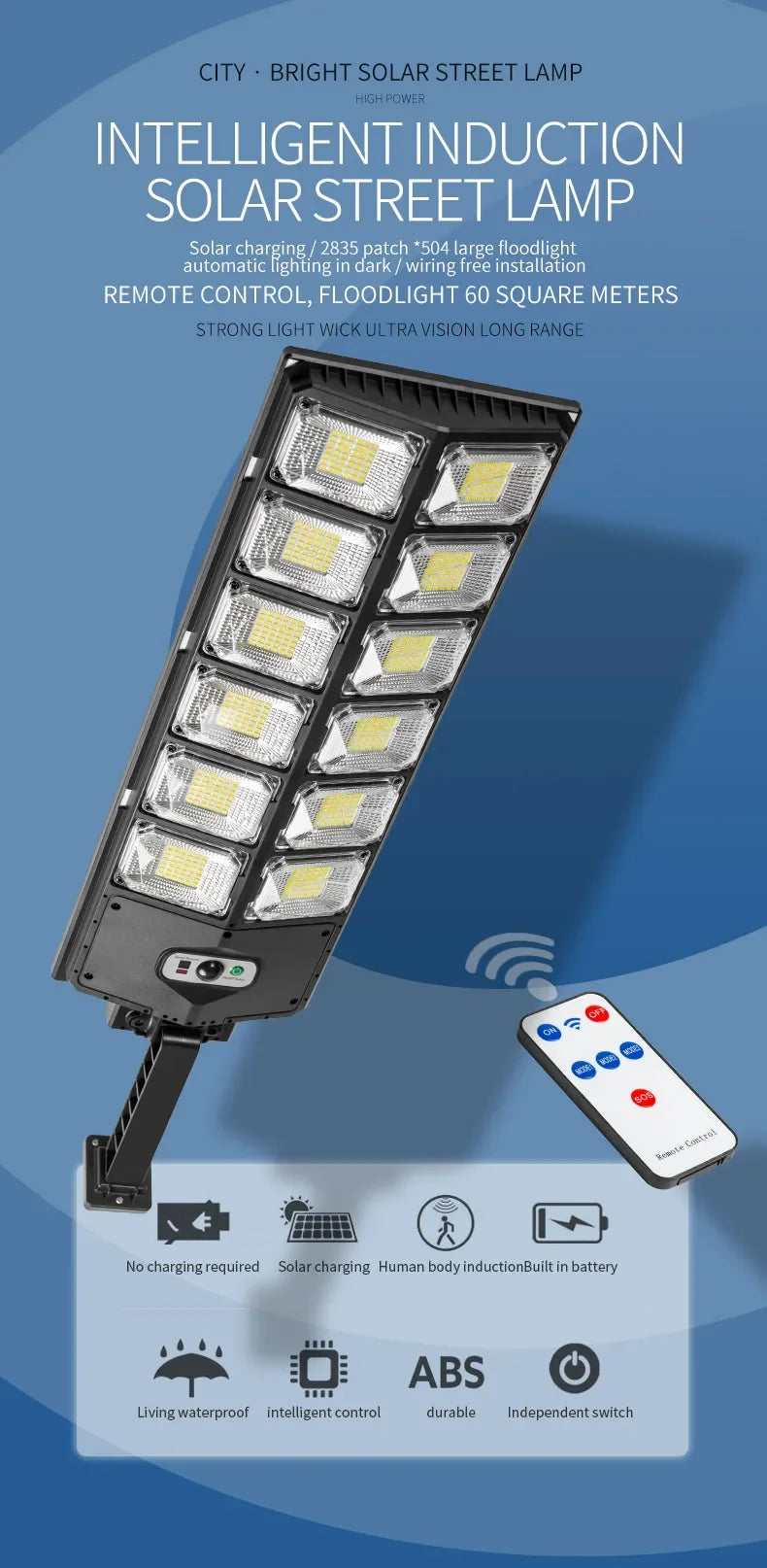NEW Outdoor Solar LED Lights Waterproof 8000 Lm Super Bright Wall Lamp With Motion Sensor Remote Control Garden Street Light