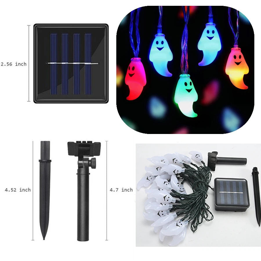 Solar Ghost Light Halloween Christmas Decoration Ghost String Led Lamp Sun Outdoor 100 LED for Waterproof Garland Party Decor
