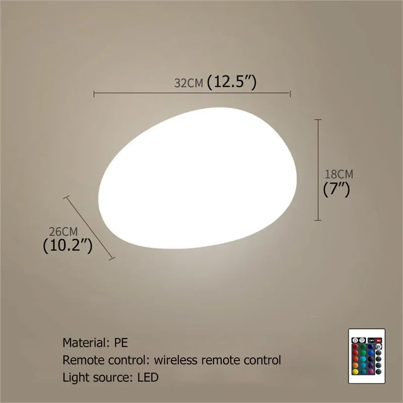 Solar Garden Lights Led Modern Creative White Stones Shape Waterproof IP65 with Remote Control Decor Home Courtyard Lawn Lamp