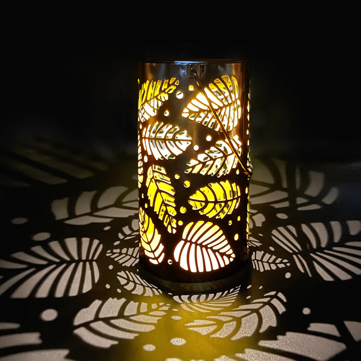 1 solar powered iron lantern, hollow design, suitable for outdoor gardens, terraces, party decorations and holiday gifts
