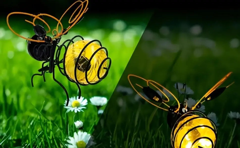 Solar Bees Lights Outdoor 2025 , Christmas, Yard, Patio, Porch (yellow-2pcs)