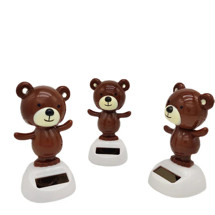Solar Bear Dancing Toys Shaking Head Toy For Car For Automotive Interior Dolls For Windowsill Desk Holiday Fun Kid Toy Gift