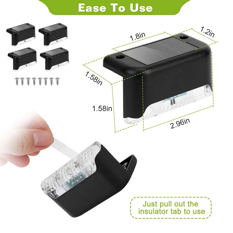 Solar Pathway Light,Outdoor Step Light,Garden Fence Light,Yard Decor,Stair Railing Lamp,Waterproof Solar LED,Patio,Hedge,Walkway
