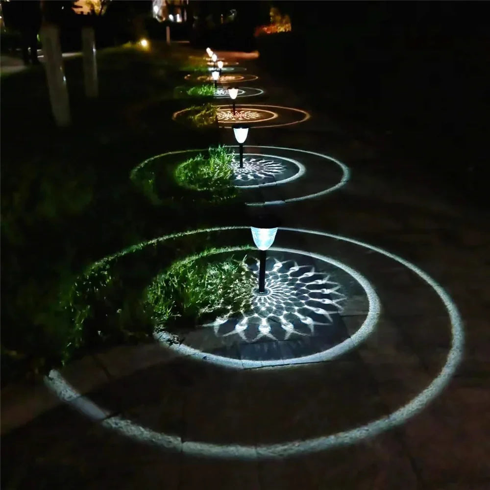 1-4Pack Solar Pathway Lights Outdoor Waterproof Round Circel Pattern On The Ground Light The Way for Yard Garden Path Walkway