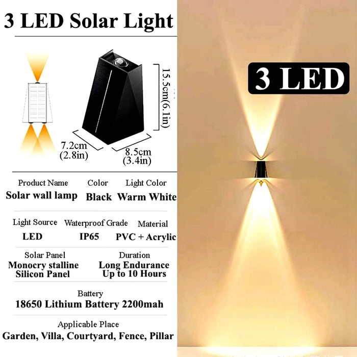 Solar Wall Lights Outdoor Garden Lighting External Solar Powered Led Outdoor Lamp Wall Sconces Yard and Garden Decors Decoration