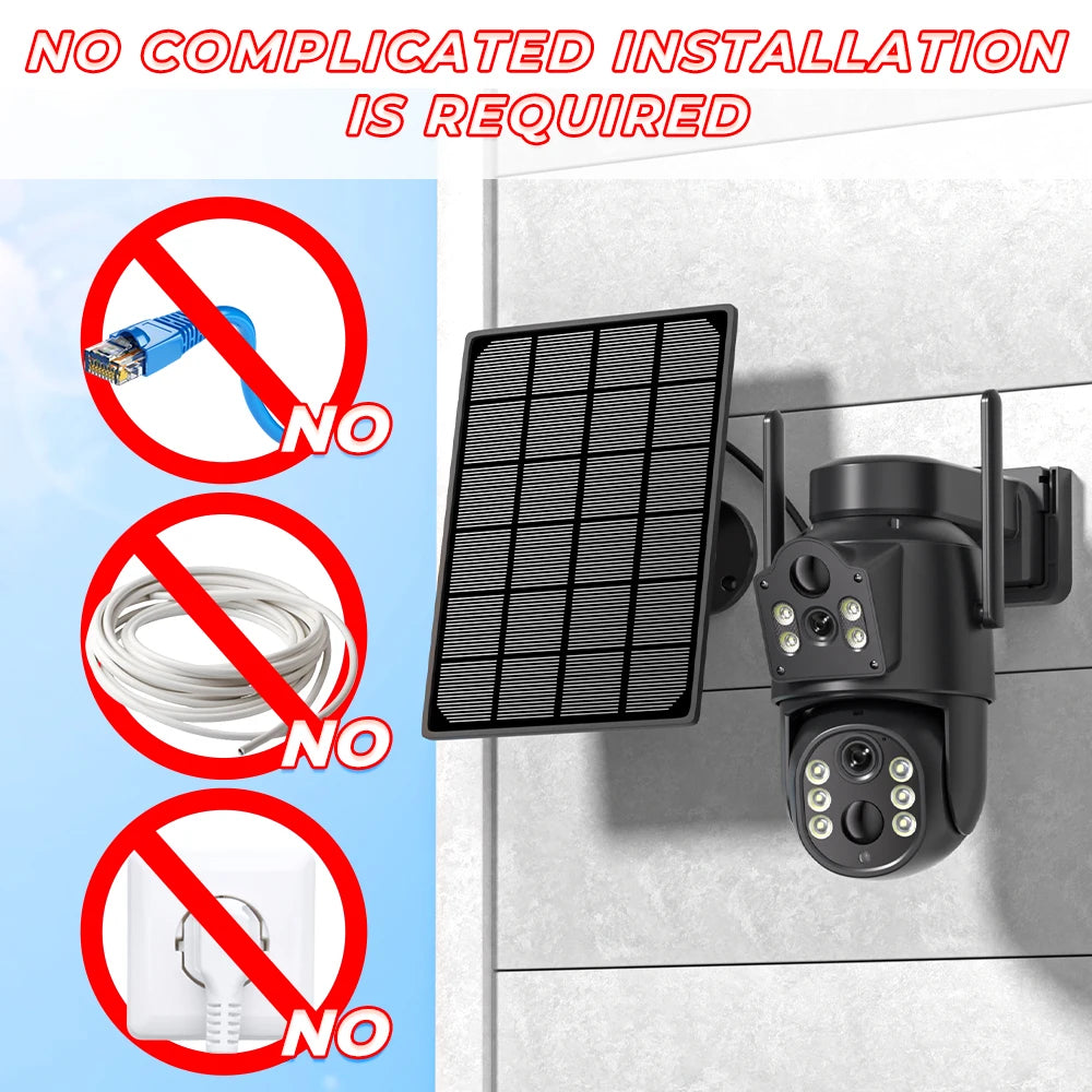 4K 8MP IP Solar Power WiFi Camera PTZ Outdoor IP66 Waterproof 7800mAh Built-in Battery Surveillance Camera PIR Human Detection