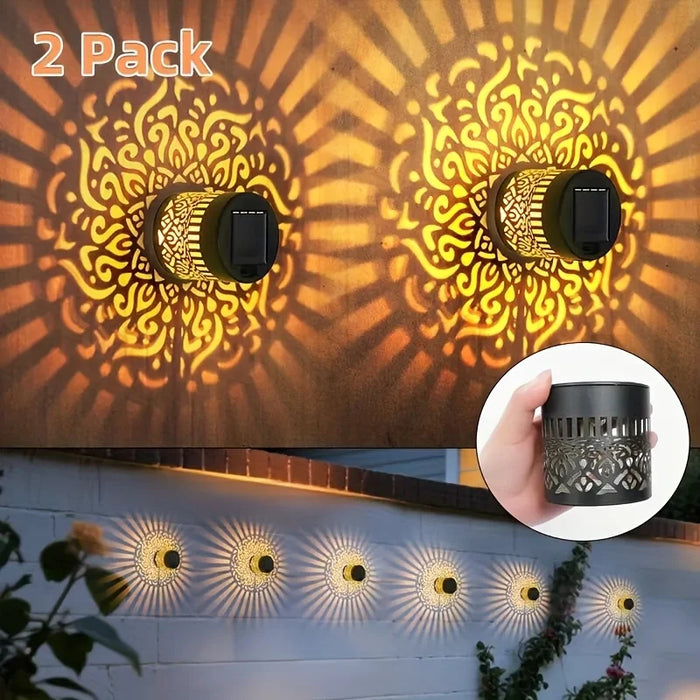 2-Pack Solar-Powered Outdoor Fence Lights IP65 Energy-Efficient Wallmounted Lights for Garden Patio Pathway Driveway Steps