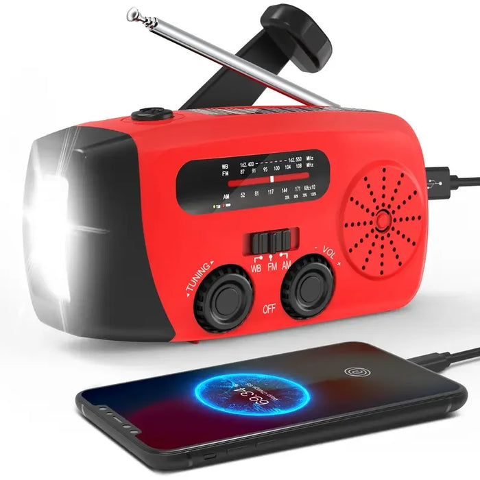 Emergency Radio Solar Powered Mobile Power Hand Crank AM/FM NOAA Portable Weather Radio USB Charging Solar with LED Flashlight