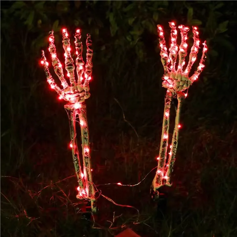 2PC Halloween Solar Garden Lights Outdoor Waterproof Ghost Hand LED Stake Lights Horror Atmosphere Decoration Lamp For Festival