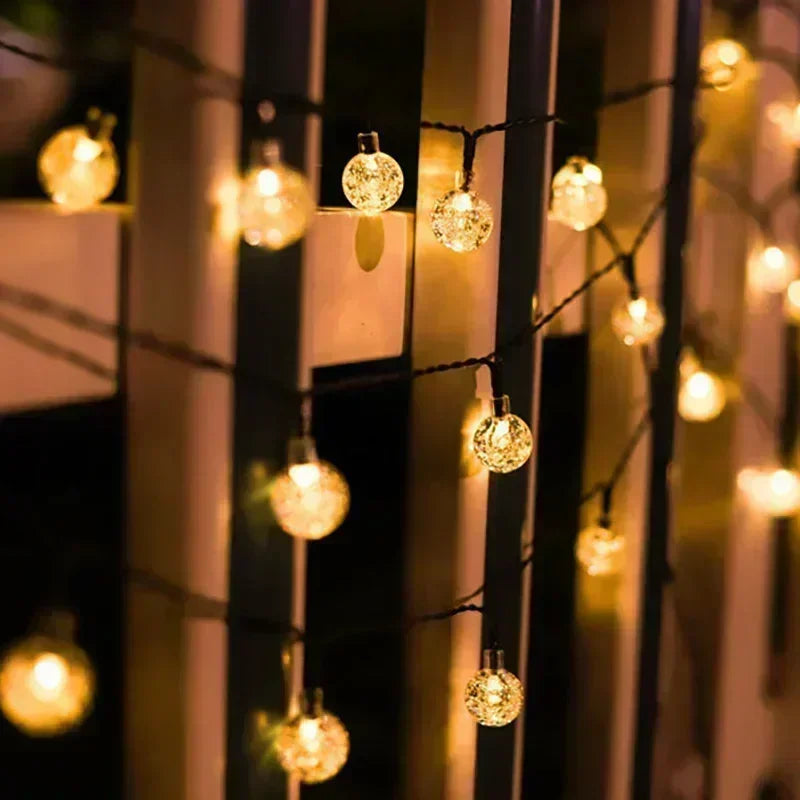 Solar Light String Festoon LED Bubble Ball Outdoor Fairy Solar Garland Lamp Wedding Party Holiday Balcony Christmas Decoration