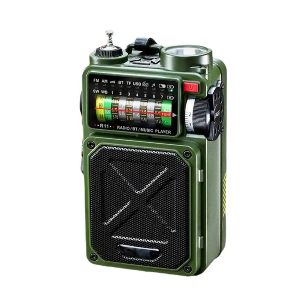 Portable Bluetooth Solar Radio USB Playback TF Card Solar Power Bank Hand-cranked Flashlight Full-band Radio Camping Accessories