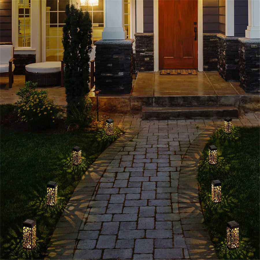 New 2/4/6pcs Solar Garden Light Waterproof Hollowing Out Patio Pathway Lawn Landscape Lamps Home Decoration Outdoor Solar Lights