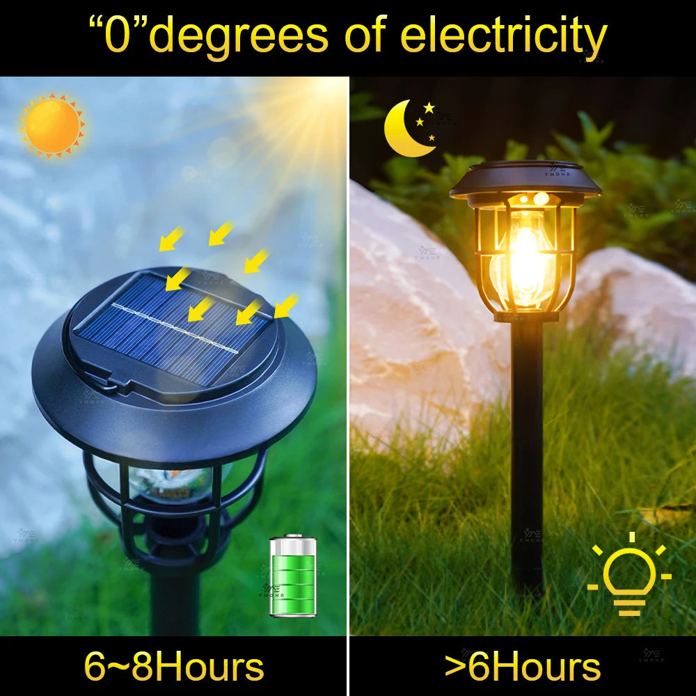 1200LM Warm Solar Camping Lights Lawn Lights Wall Lamps Solar Outdoor Lights Courtyard Garden Decoration Night Light Mood lights