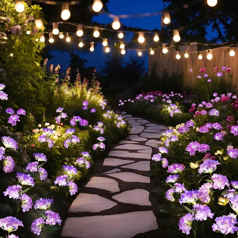 Solar Lights Solar Flowers Lights with 3 Head Hydrangea Flowers Waterproof for Garden Yard Patio Lawn Backyard Pathway Decor