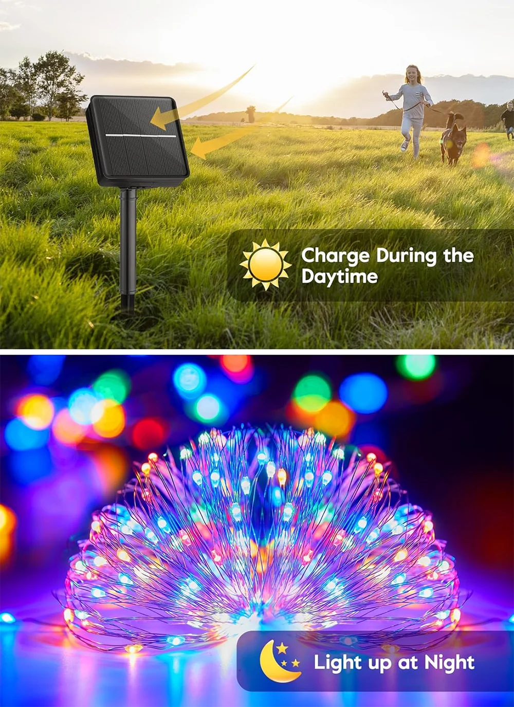 Solar Christmas String Lights Outdoor Solar Fairy Lights 8 Lighting Modes Twinkle Lights for Garden Party Wedding Xmas Decor