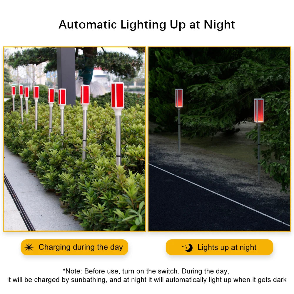 Solar powered bollard lights with multiple color and lighting mode options.,Suitable for driveways, gardens, and paths.
