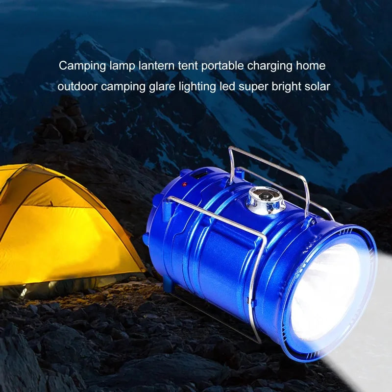Powerful Solar LED Camping Lantern Outdoor Camp Tent Lamp USB Rechargeable Portable Emergency Lights Stretch Hang Lantern
