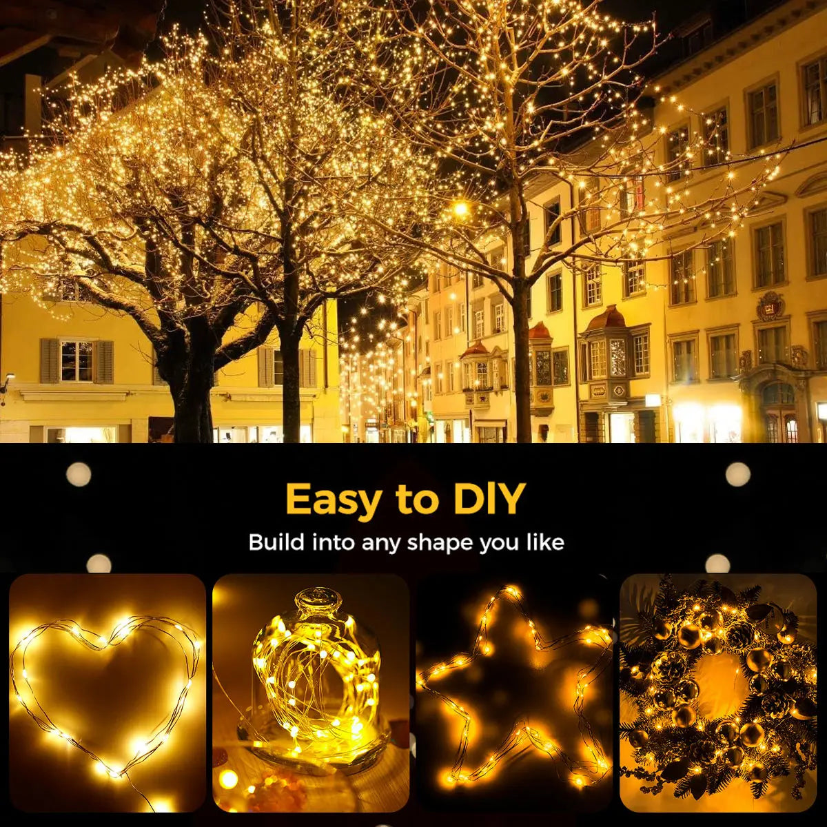 Solar Christmas String Lights Outdoor Waterproof 400LED Fairy Light for Outside Yard Tree Patio Garden Wedding Christmas Decor