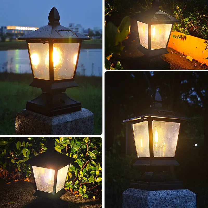 Waterproof Solar Garden Lights for Villas and Gardens with Pillar Head Light