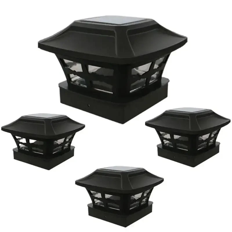 Solar Outdoor Post Cap Lights - 10x10- Bright LED Light for Fence Deck Garden or Patio Posts, White & Warm Light, 3-Gear Modes