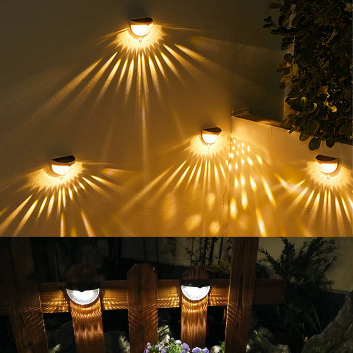 6PCS Solar Fence Lights Deck Lights Solar Wall Mount Outdoor Lamp White LED Lamp Lighting For Garden Home Patio Yard Camp Light