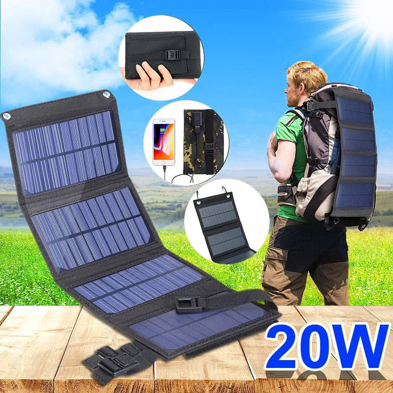 Outdoor Emergency Solar Foldableing Battery Pack 20W 5V USB Output Solar Charger Portable Foldableable Solar Charging Equipment Portable External Power Supply Home Emergency