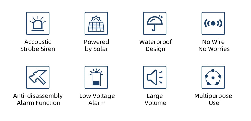Smarsecur 433MHz Solar Outdoor Waterproof Siren with LED Flashing Light Function as Home Garage Shed Alarm System
