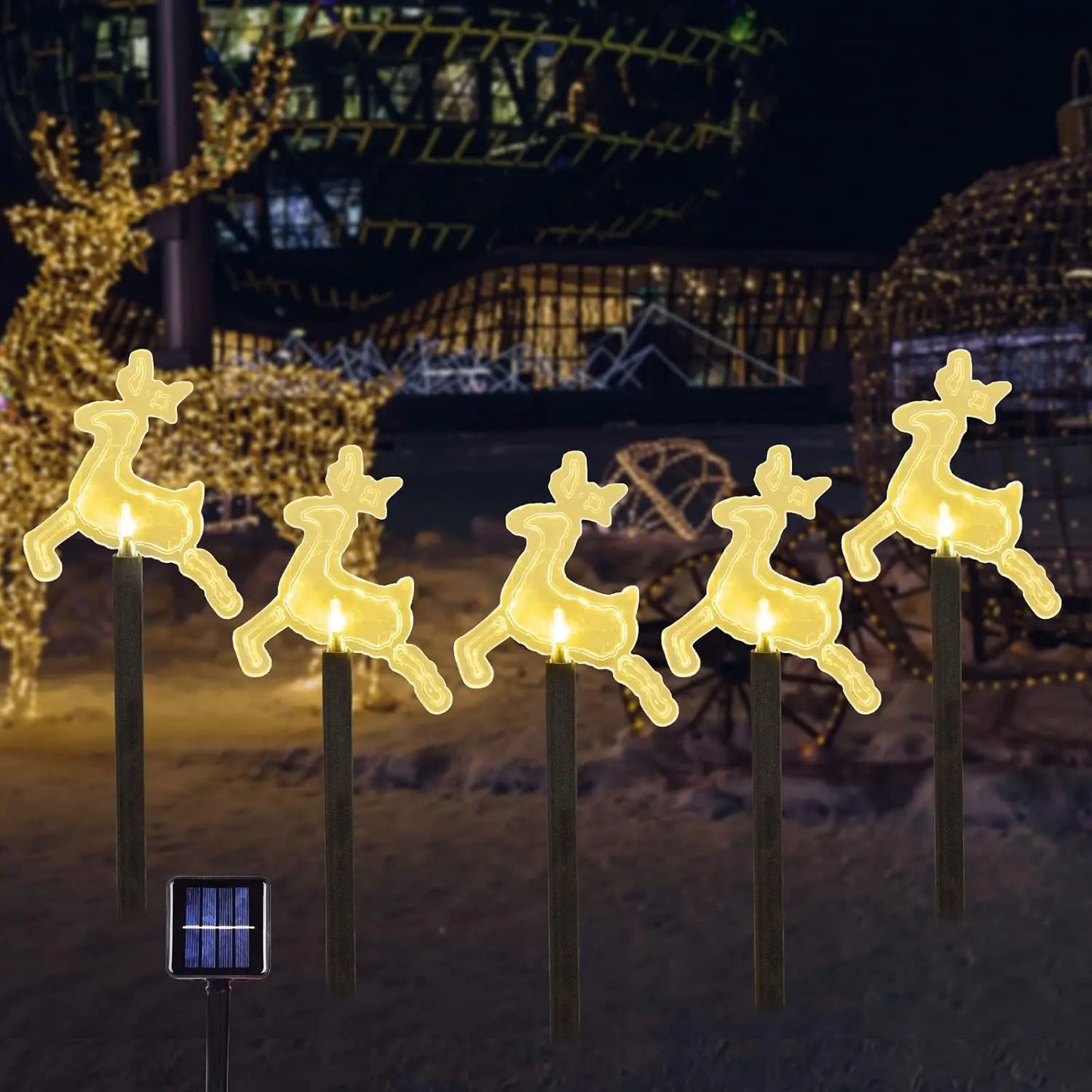 Solar Christmas Pathway Lights 5 Pack Solar Christmas Decor Star LED Lights Outdoor Waterproof Stake Lights Garden Walkway 731