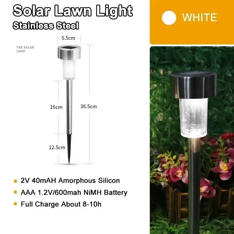 Solar Pathway Lights Outdoor Waterproof Bright Monocrystalline Silicon Garden Decora Light LED Landscape Lamp for Yard Fenced