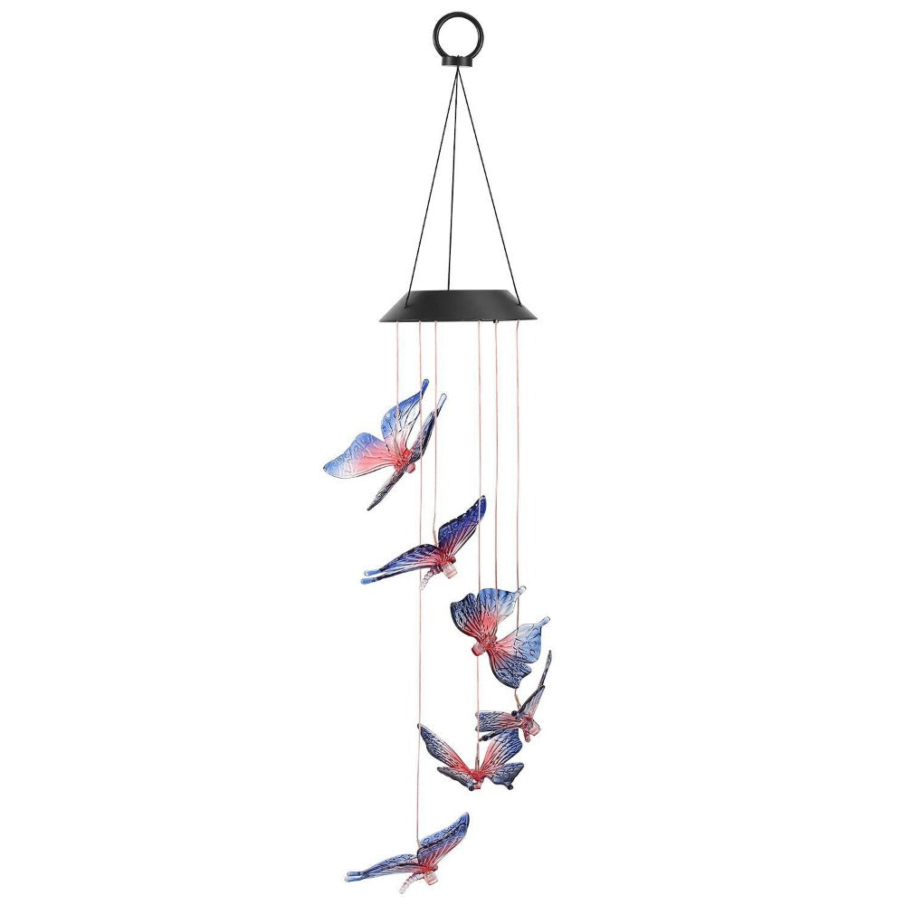 Solar Light Butterfly Windchime Light Rechargeable Christmas All Hallows' Day Party Atmosphere Landscape Balcony Decoration Lamp
