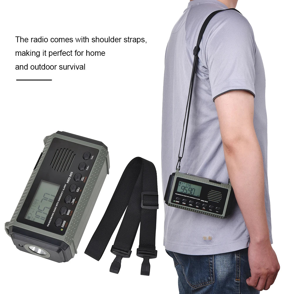 10000MAh Portable Emergency Solar Power Radio Hand Crank AM FM SW NOAA Weather Radio Led Reading Flashlight Phone Power Bank