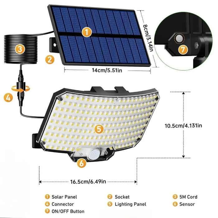 Solar Lights Outdoor with Lights Reflector and 3 Lighting Modes Solar Motion Sensor Wall Lights IP65 Waterproof for Garden Yard