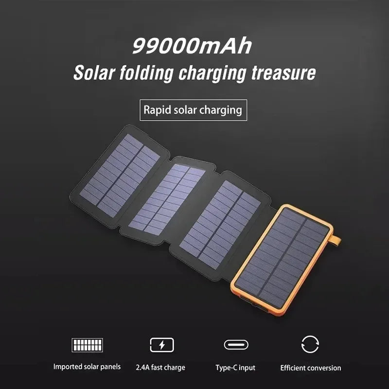 100000mAh Solar Power bank Portable Folding Solar Panels USB Fast charging Outdoor Camping Waterproof Sun Power For iPhone 