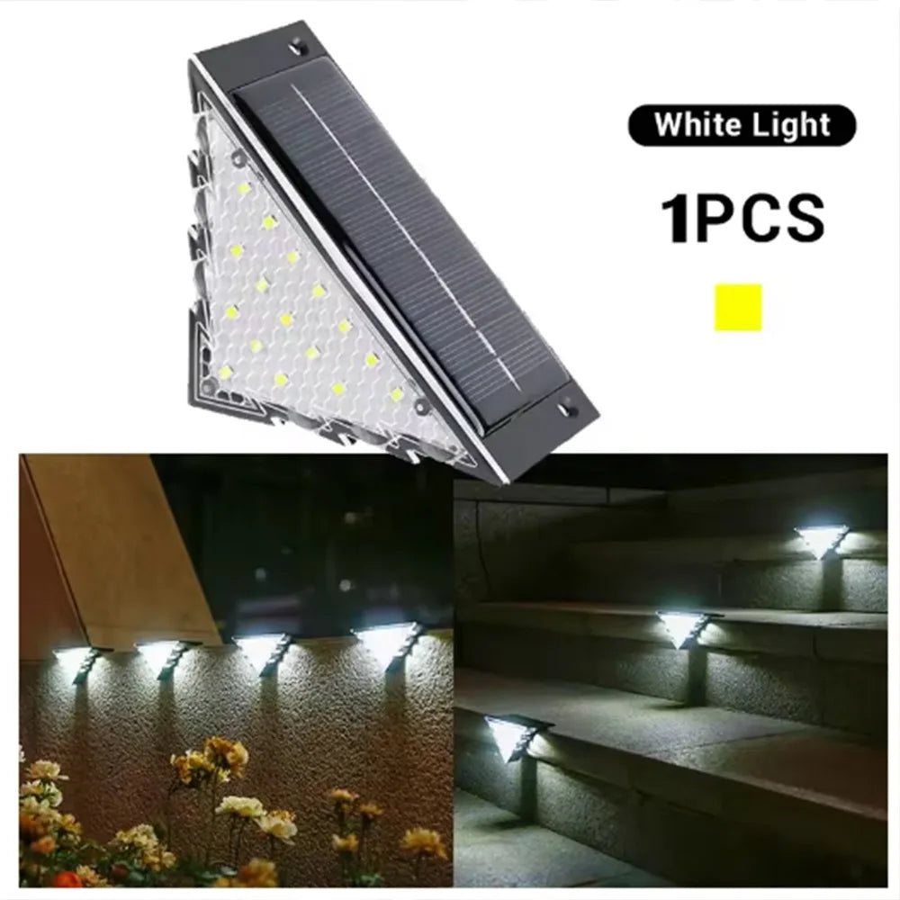 Automatic Operation Solar Powered Outdoor Solar Step Lights Triangle White/Warm Light Stair Lamp LED Waterproof Deck Lights Path