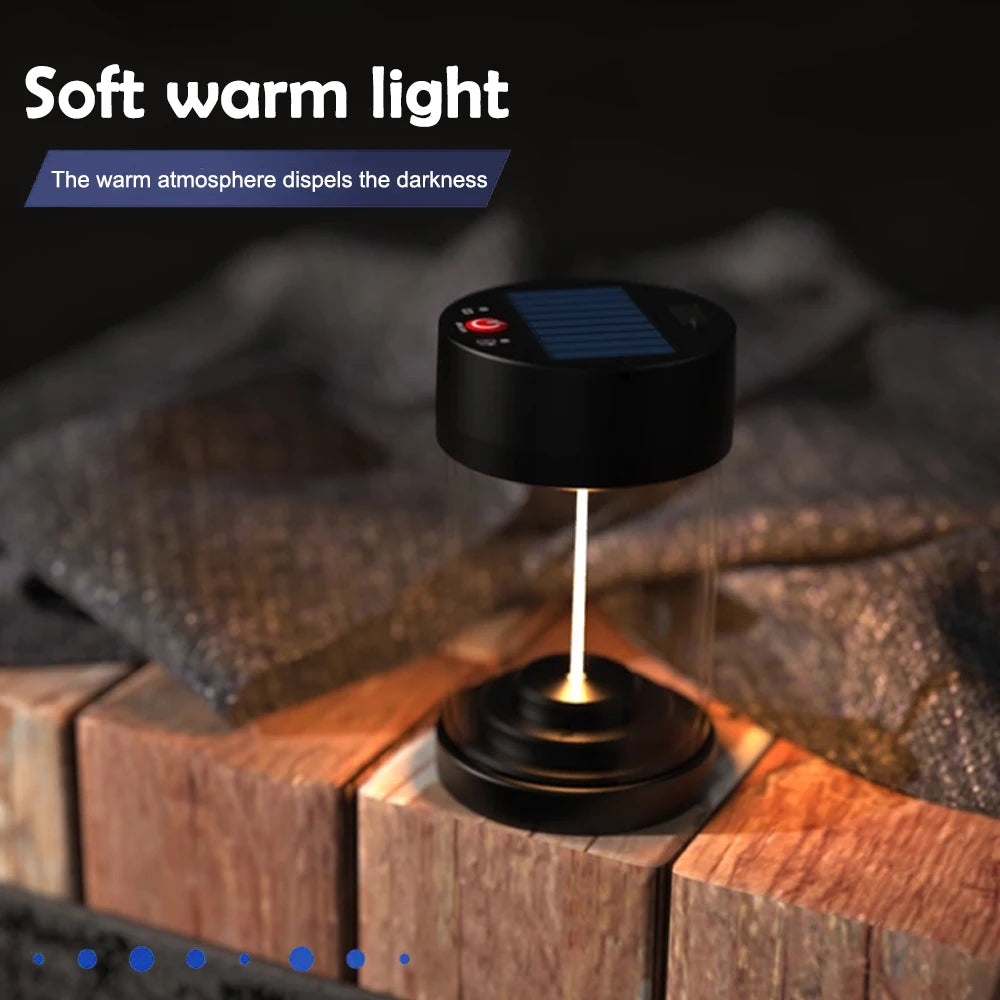 Solar Camping Light Tent Lights Rechargeable LED Solar Night Light 5 Modes Ornament Outdoor Weddings Celebrations Picnics Campin