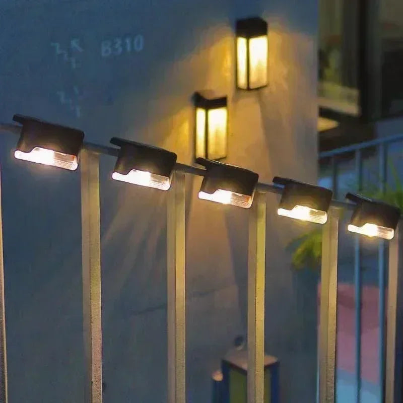 4 Pack Solar Wall Lights for Deck Step Railing Patio Stair Yard Garden Decoration Solar LED Light Outdoor Holiday Lighting