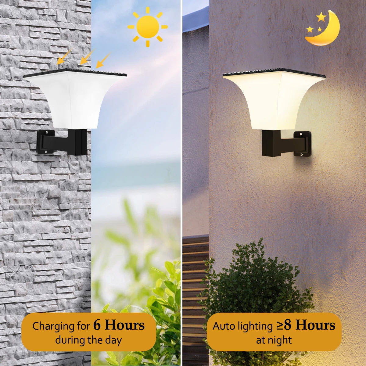 Solar Lights Outdoor 4 Modes Post Cap Wall Mounted Solar Lamp for Garden Yard Waterproof Solar Powered Pathway Lighting 80leds
