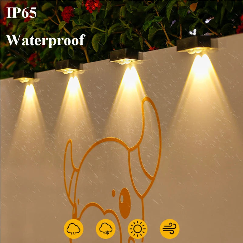 Solar Step Lights Solar Fence Lights Outdoor Waterproof LED Wall Lamps Deck Lights for Stair Fence Step Walkway Patio Garden