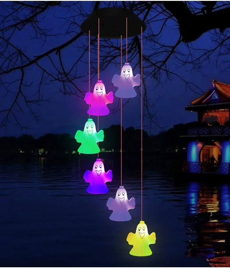 Solar Halloween String Lights Skull Ghost Pumpkin Heads Horror Outdoor Decor for Garden Yard Patio Haunted House Display