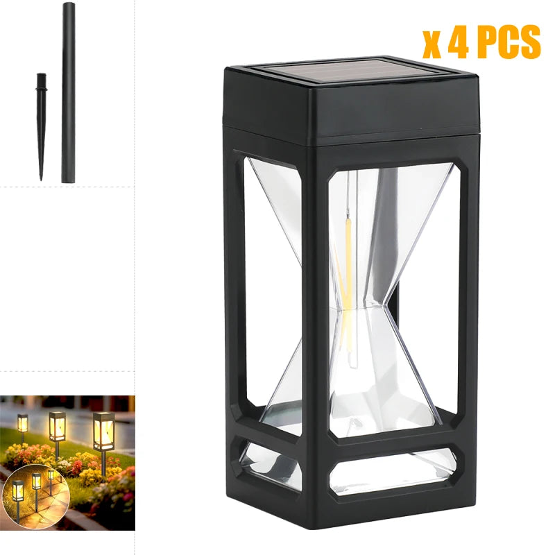 2PCS Solar Pathway Warm Lights Outdoor Waterproof Solar Powered Garden for Walkway Yard Backyard Landscape Lighting Decorative