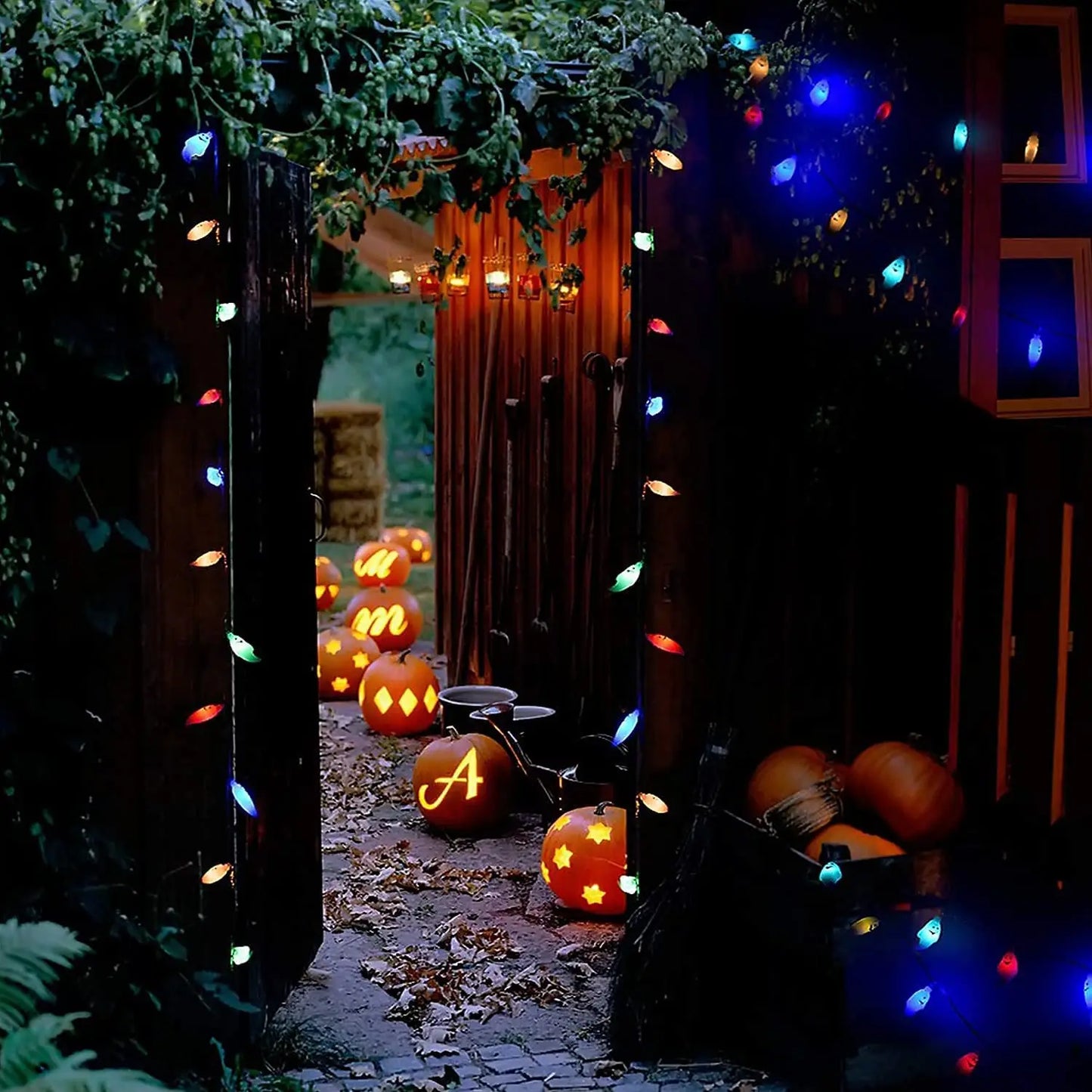 Solar Ghost Light Halloween Christmas Decoration Ghost String Led Lamp Sun Outdoor 100 LED for Waterproof Garland Party Decor
