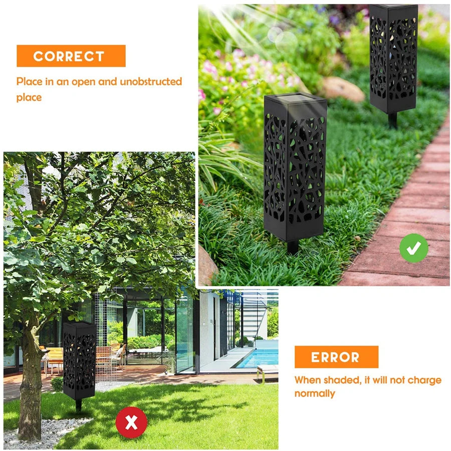 New 2/4/6pcs Solar Garden Light Waterproof Hollowing Out Patio Pathway Lawn Landscape Lamps Home Decoration Outdoor Solar Lights