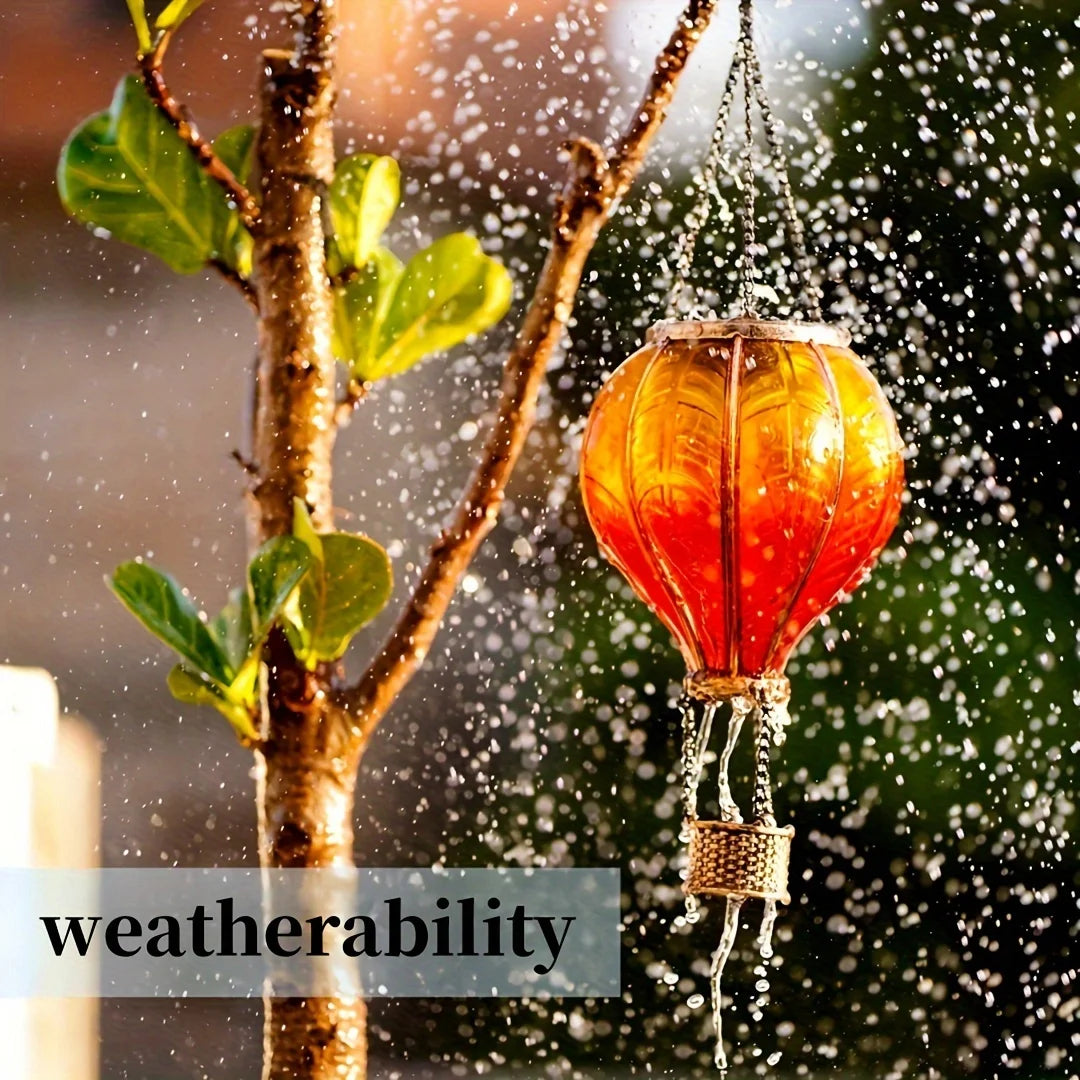 Solar Gradient Heat Balloon Hanging Light Waterproof Outdoor Garden Decor Flickering Flame Solar Lights for Lawn Porch Tree Yard