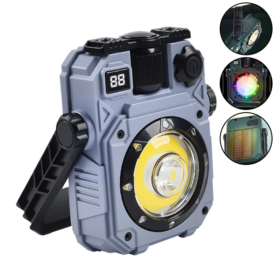 Solar Camping Lamp with Magnet & AdjustableBracket,5 Modes Outdoor Waterproof Lantern for Tent, Hiking, & Emergency Lighting
