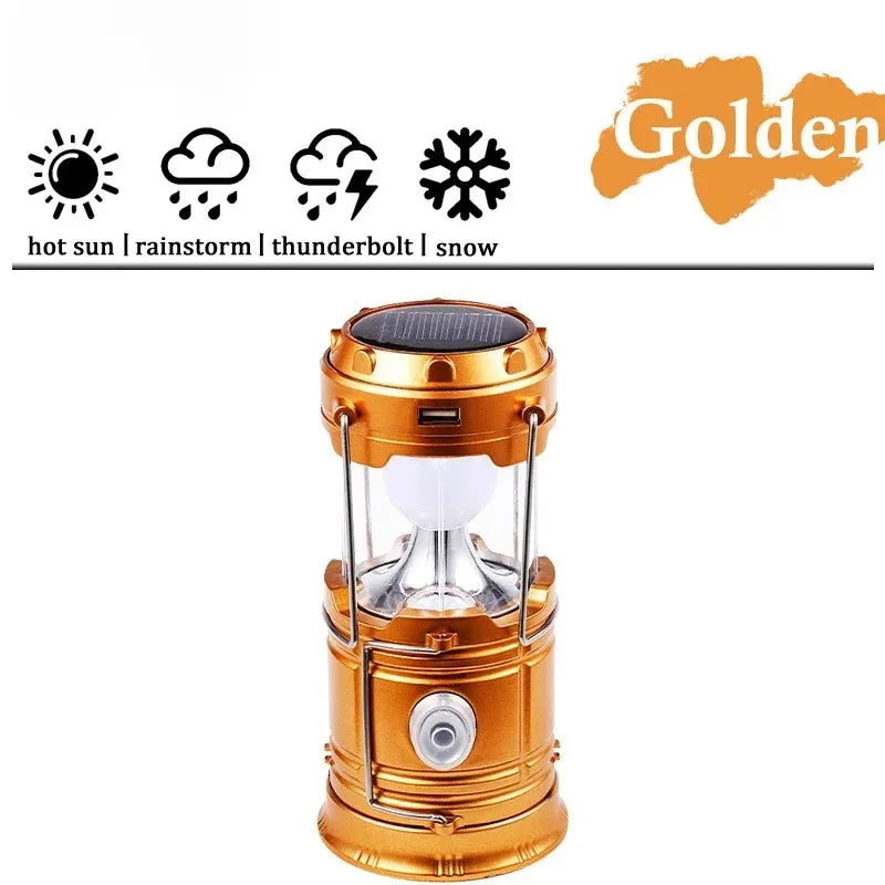 Solar Camping Light Lamp Portable Lantern USB Rechargeable LED Flashlight Waterproof Torch Power Bank For Outdoor Fishing Hiking