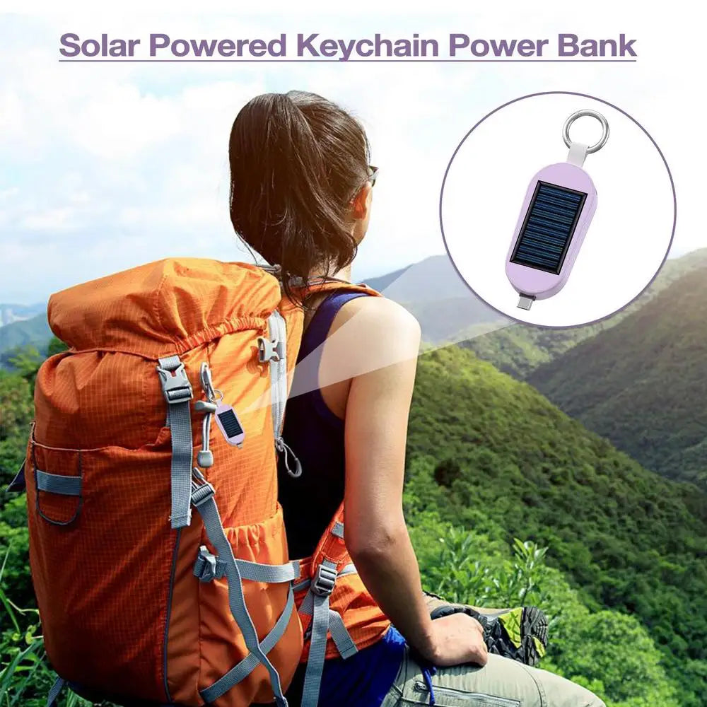 3000mAh Portable Solar Power Bank Charger Solar Keychain Mini TYPE C Power Bank With Wireless Watch Fast Charging Power Bank